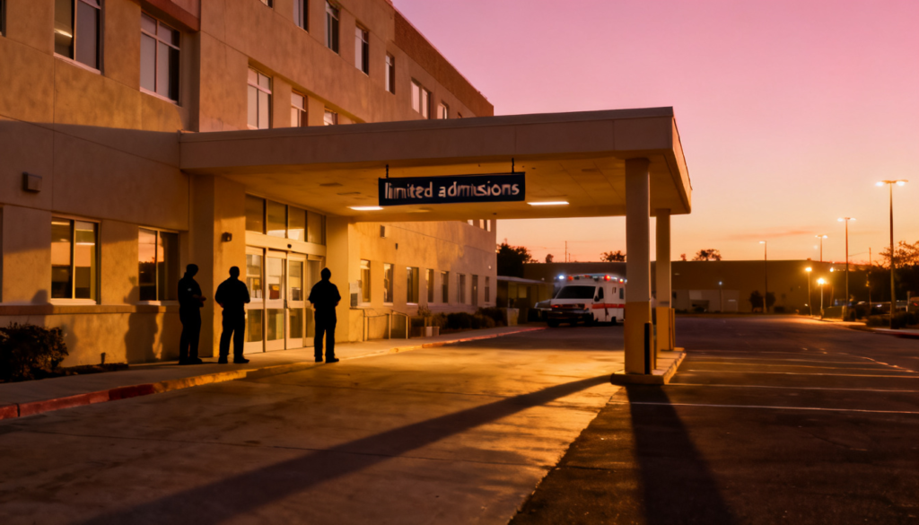 Overworked registered nurse standing in a hospital hallway reflecting the projected shortage of over 78000 full-time nurses in the United States by 2025 and the growing healthcare workforce crisis