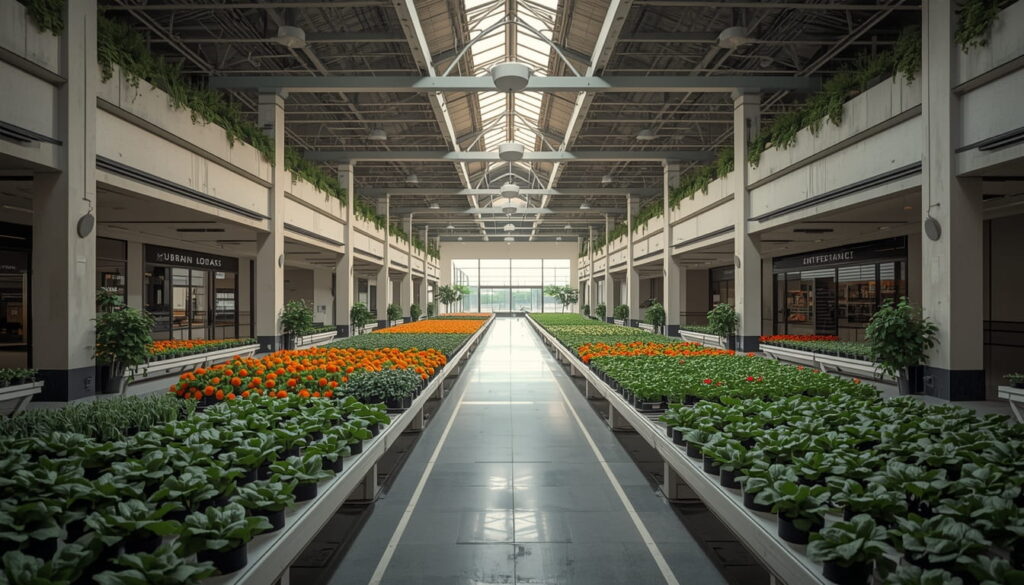 Ohio startup transforms abandoned mall into AI-powered vertical urban farm with hydroponic greens growing under LED lights