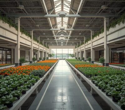 Ohio startup transforms abandoned mall into AI-powered vertical urban farm with hydroponic greens growing under LED lights