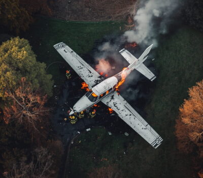 Small single-engine plane wreckage burning in Lawrence County Ohio residential backyard after crash April 17 2026